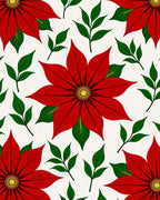 Floral Poinsettia Red Green Pattern Rug