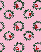 Pink Holly Berry Wreath Repeating Rug
