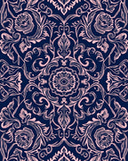 Elegant Floral Swirl Damask Pattern Rug