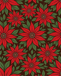 Red Floral Leaves Pattern Rug