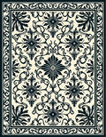 Ornate Black Floral Symmetry Rug
