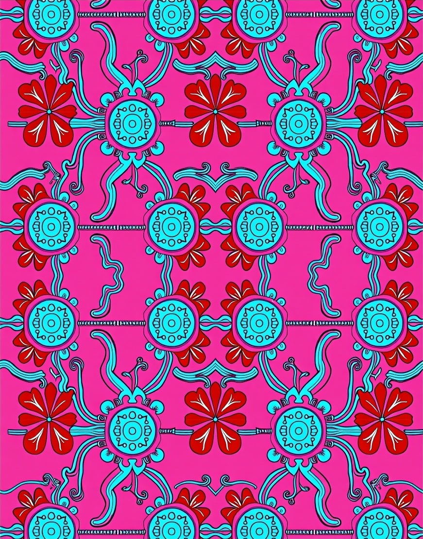 Whimsical Floral Psychedelic Pink Pattern Rug