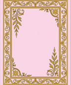 Ornate Gold Floral Scroll Border Rug