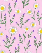Daisies Buds Floral Pattern Rug