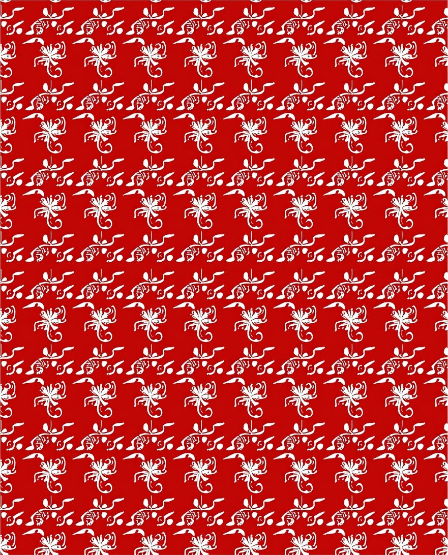 Red White Stylized Floral Pattern Rug