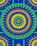 Vibrant Symmetrical Sunburst Mandala Design Rug