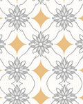 Grey Floral Diamond Pattern Rug