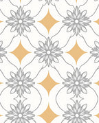 Grey Floral Diamond Pattern Rug
