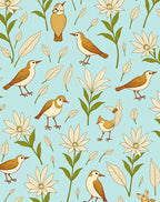 Birds and Flowers Pattern Rug