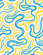 Abstract Blue Yellow Swirls Pattern Rug