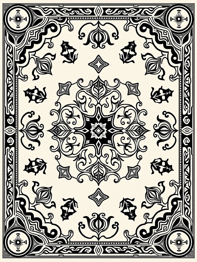 Intricate Classic Floral Scrollwork Rug