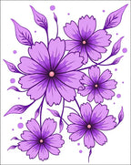 Purple Floral Pattern With Dots Rug