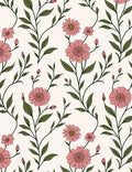 Vintage Pink Floral Vine Pattern Rug
