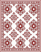 Rich Red Floral Medallion Pattern Art Rug