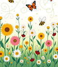 Whimsical Meadow Insects Flowers Rug