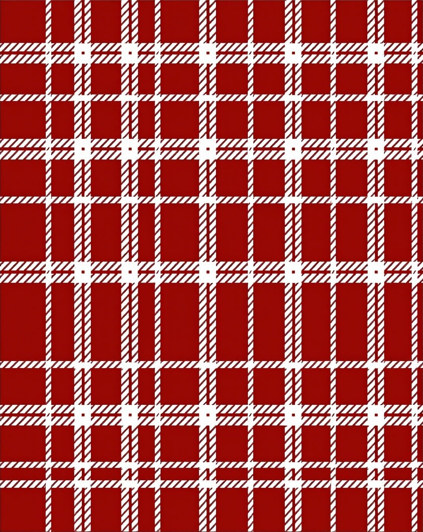 Classic Red White Plaid Pattern Rug