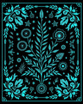 Turquoise Floral Tree Mandala Art Rug