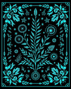 Turquoise Floral Tree Mandala Art Rug