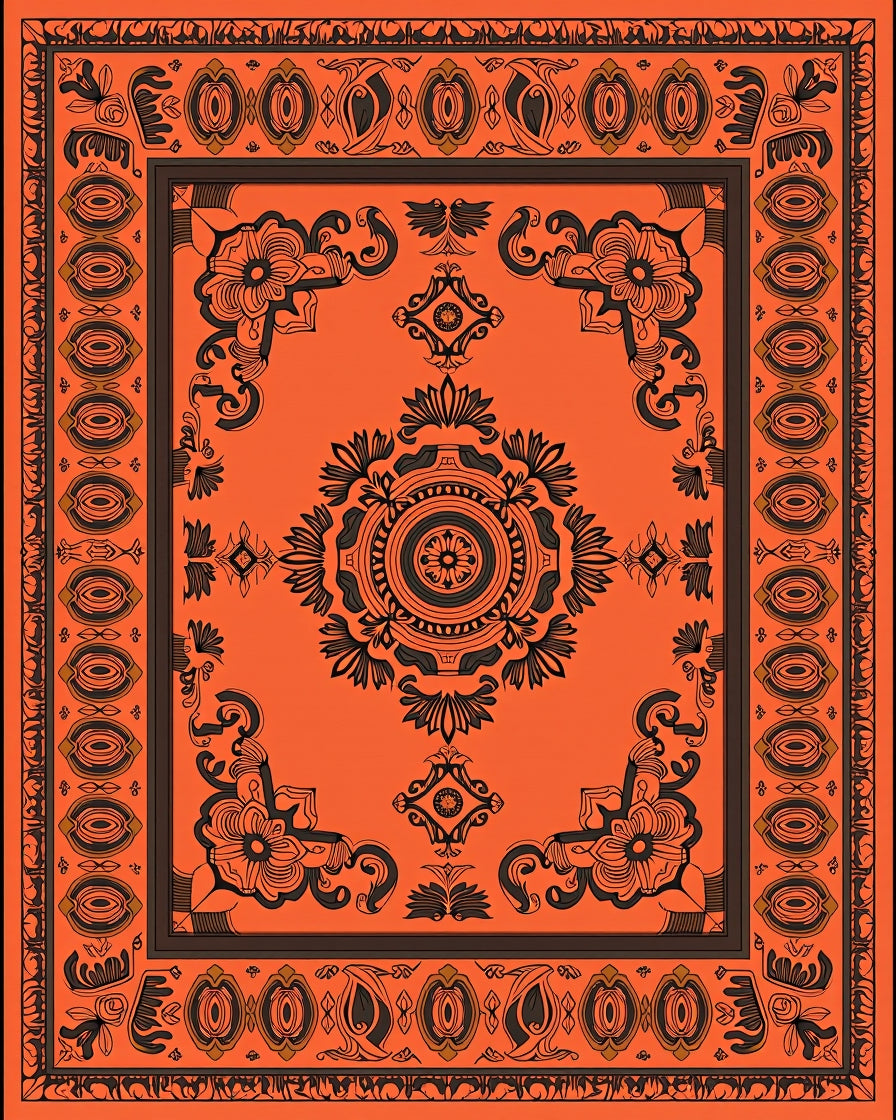 Vintage Floral and Geometric Inspired Rug