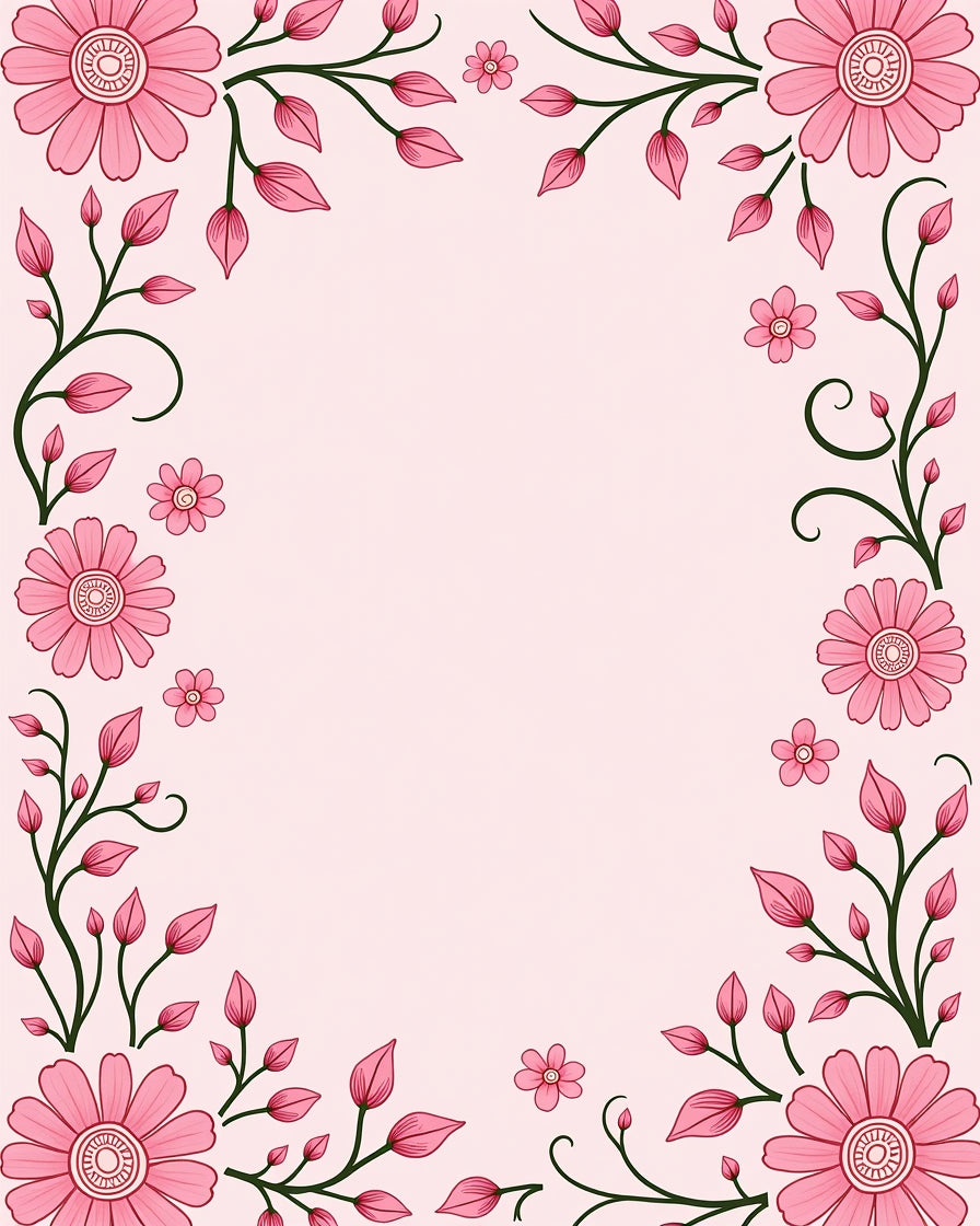 Soft Pink Floral Vines Pattern Rug
