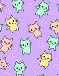 Playful Pastel Cat Paw Print Pattern Rug