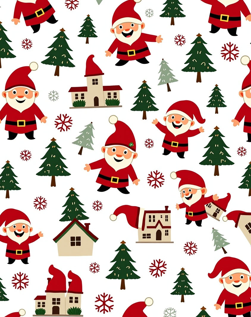Whimsical Santa Claus Christmas Trees Houses Rug