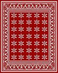 Red White Snowflake Bold Pattern Rug