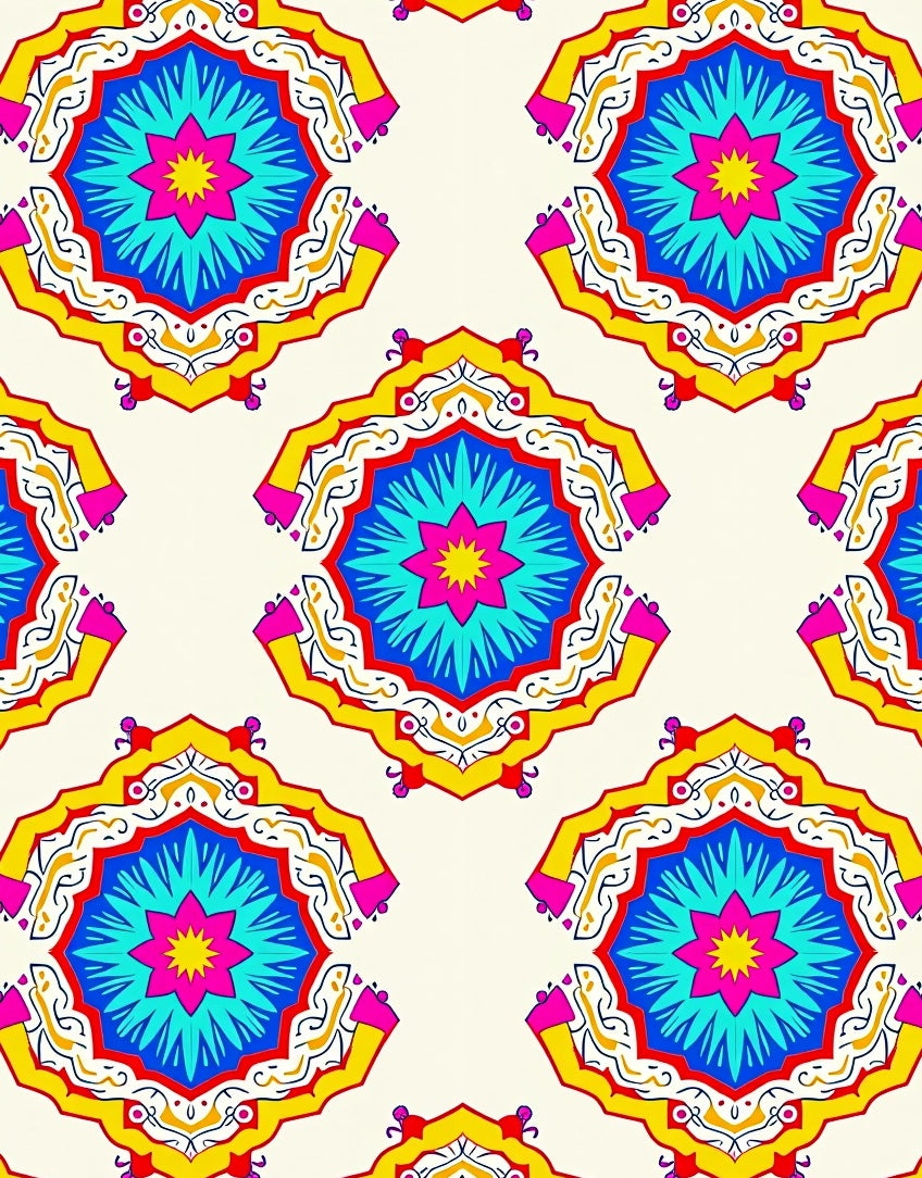 Vibrant Mandala Starburst Pattern Rug