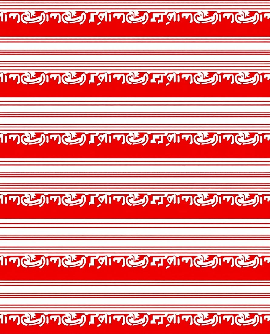 Red White Striped Calligraphy Pattern Rug
