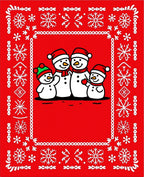 Joyful Snowman Family Snowflake Border Rug