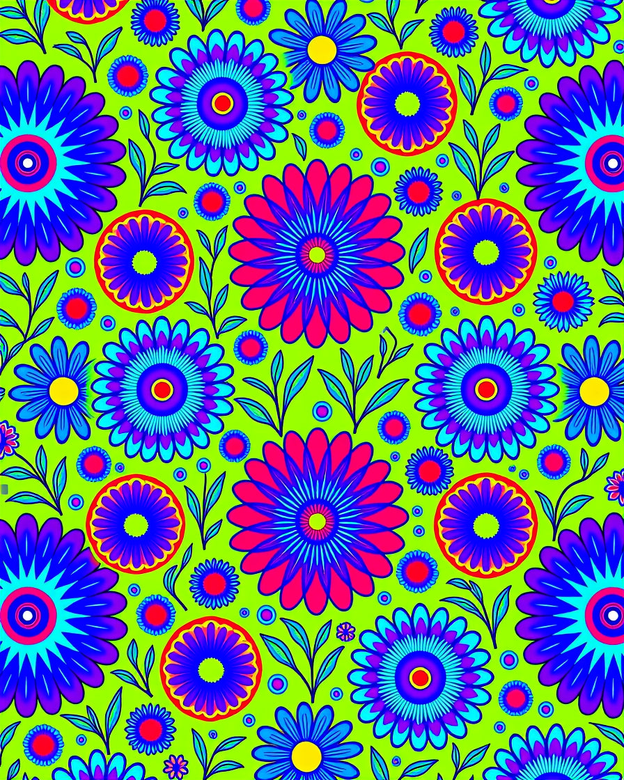 Vibrant Floral Pattern With Bold Colors Rug