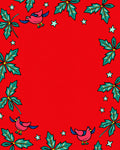 Whimsical Pink Birds Green Leaves Stars Rug