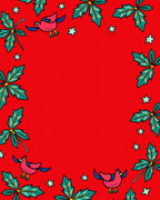 Whimsical Pink Birds Green Leaves Stars Rug