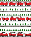 Red Train Tree Track Repeating Pattern Rug