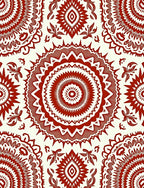 Intricate Red Floral Mandala Pattern Rug