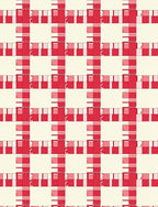 Classic Red And Cream Plaid Design Rug