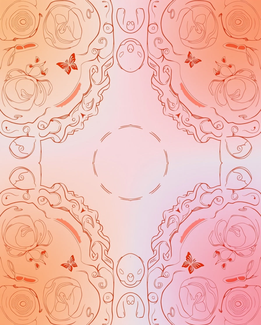 Whimsical Butterfly Floral Line Art Rug