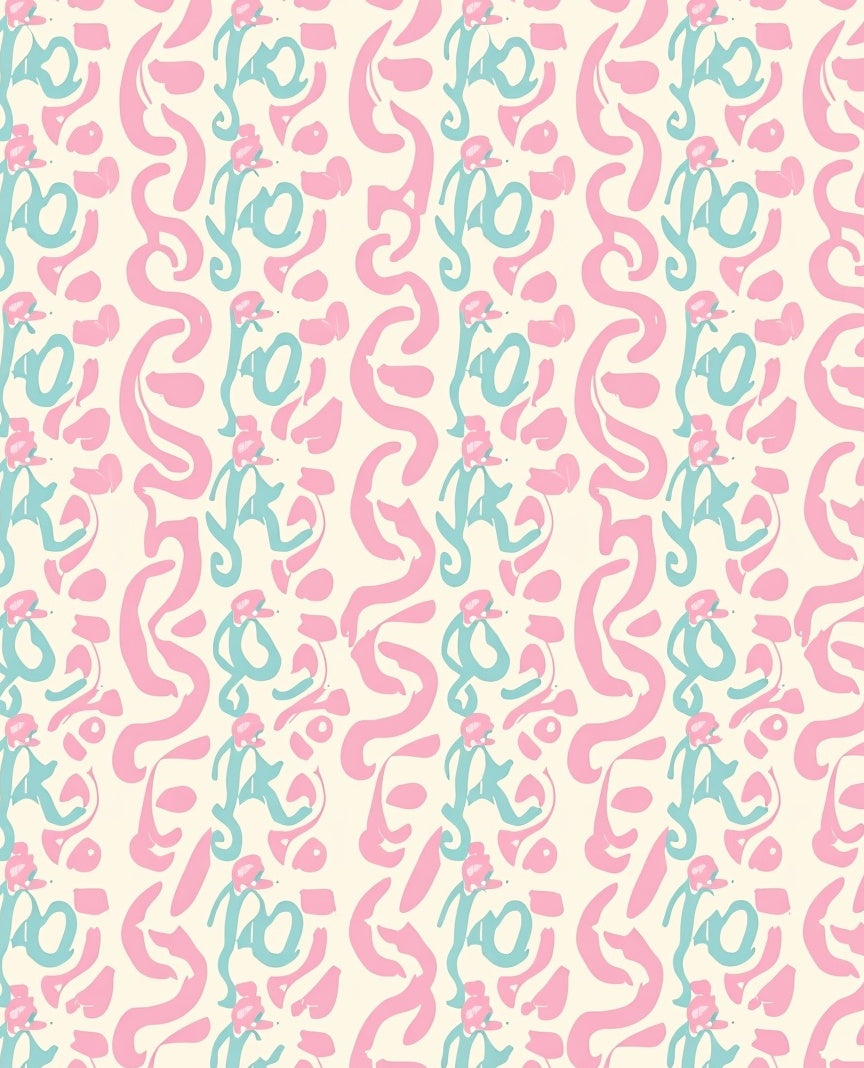 Playful Pink Teal Brushstroke Pattern Rug