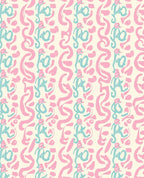 Playful Pink Teal Brushstroke Pattern Rug