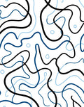 Abstract Intertwined Blue Black Waves Rug