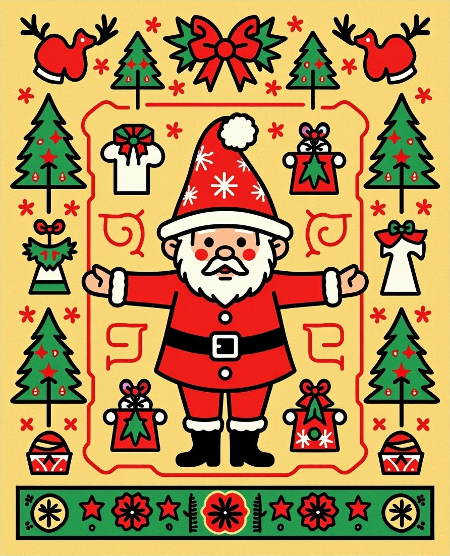 Retro Festive Christmas Pattern Design Rug