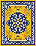 Yellow Blue Floral Medallion Design Rug