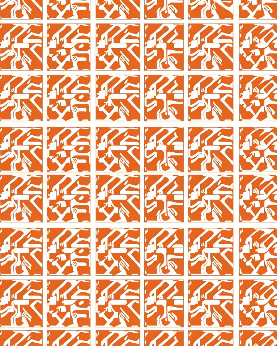 Bold Orange White Abstract Pattern Rug