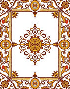 Ornate Floral Scrollwork Tile Design Rug