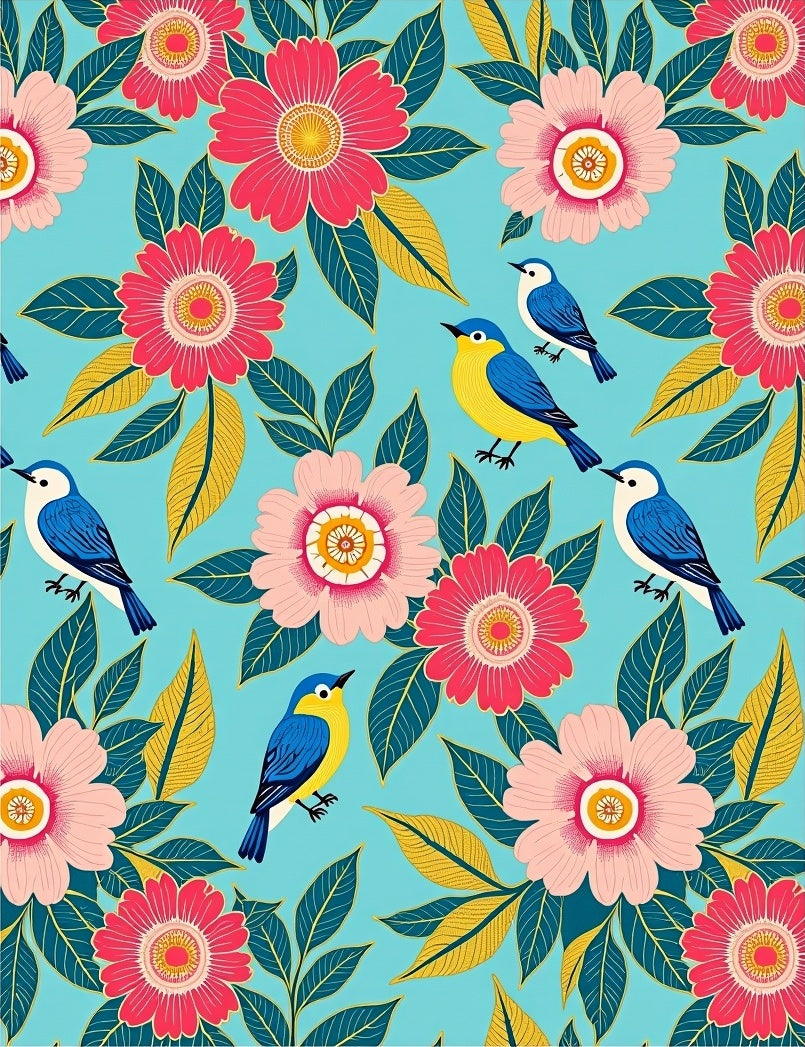 Charming Floral And Bird Motif Rug