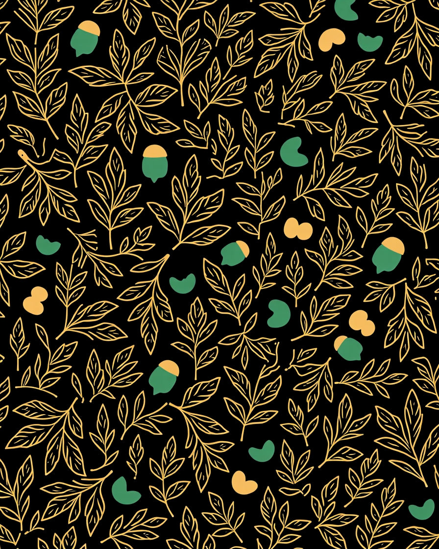 Golden Leaves Acorns Pattern Rug