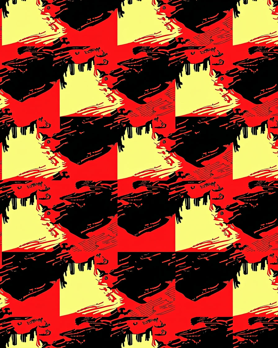 Bold Red Yellow Black Abstract Pattern Rug