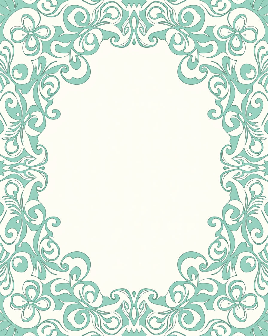 Ornate Floral Swirls Mint Pattern Rug