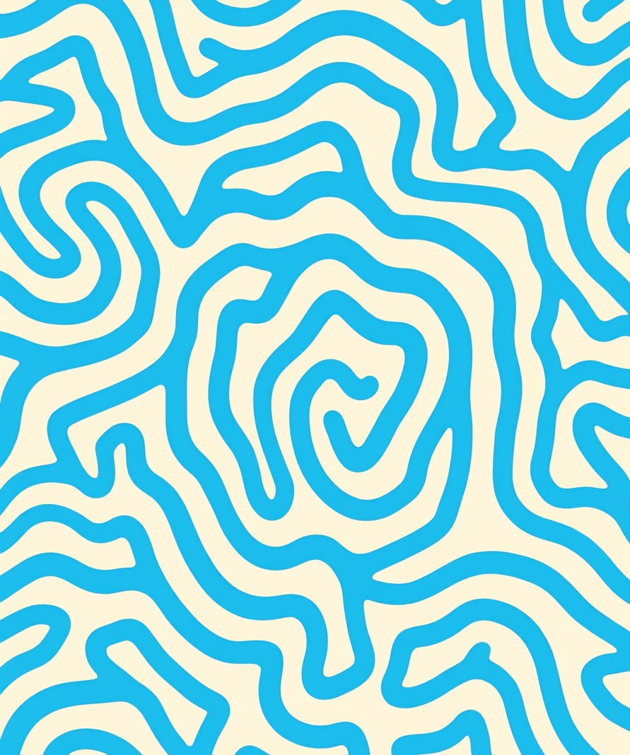 Abstract Blue Swirls Lines Rug