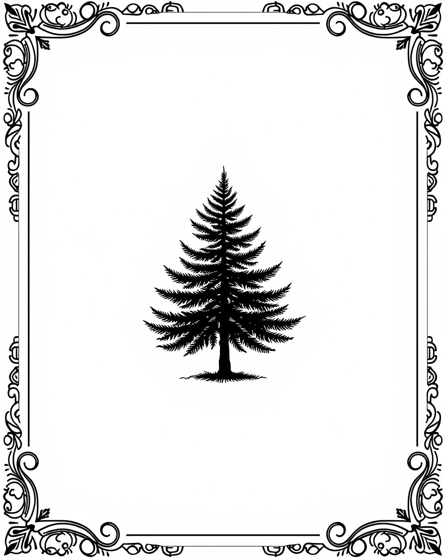 Ornate Pine Tree Silhouette Design Rug